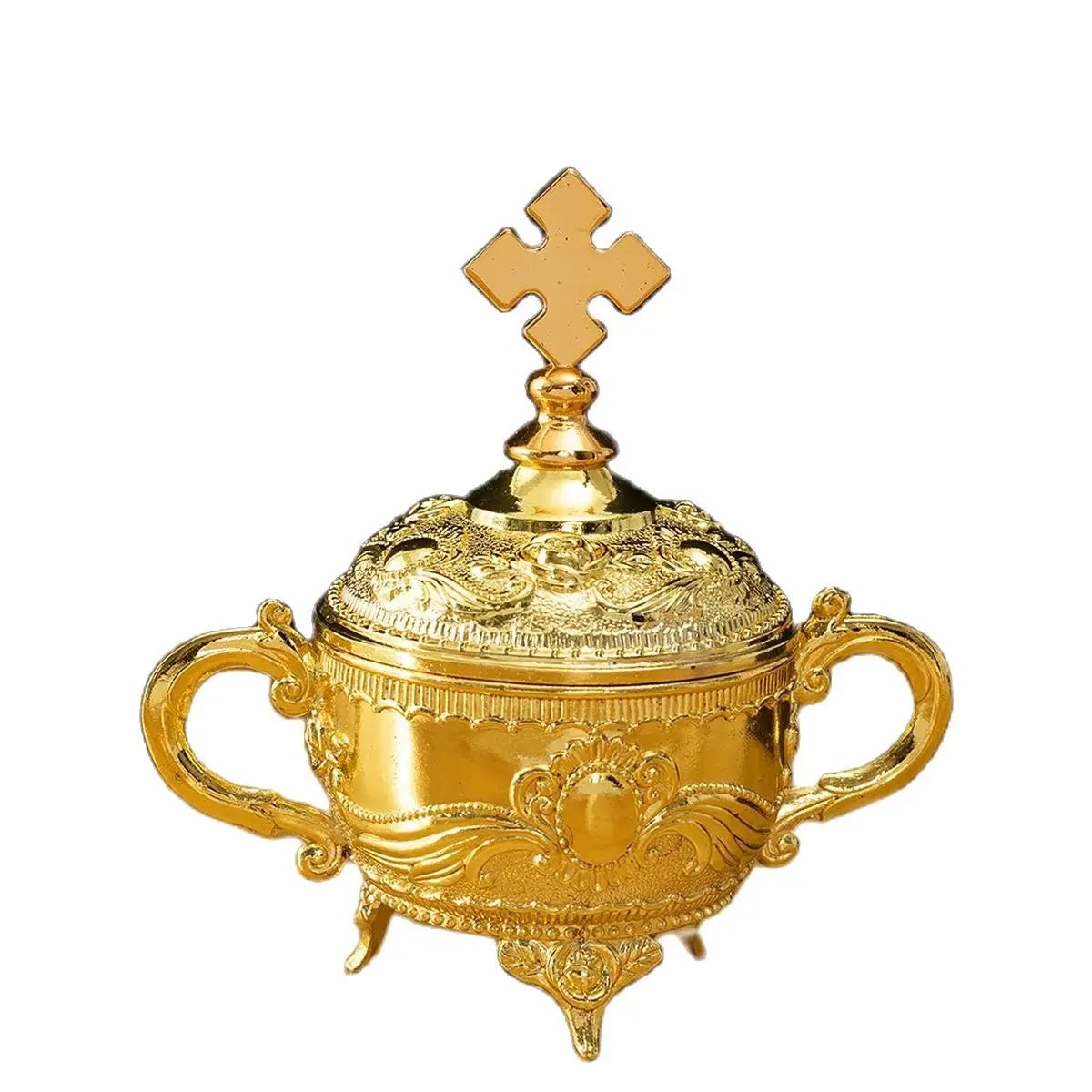 Cálice Decorativo de Metal Dourado: Luxo e Tradição para sua Oração e Decoração - Loja São Miguel