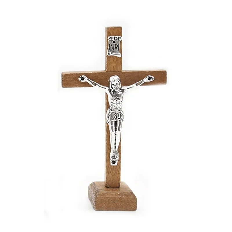 Crucifixo de Madeira com Suporte: Simplicidade e Devoção para Sua Casa - Loja São Miguel