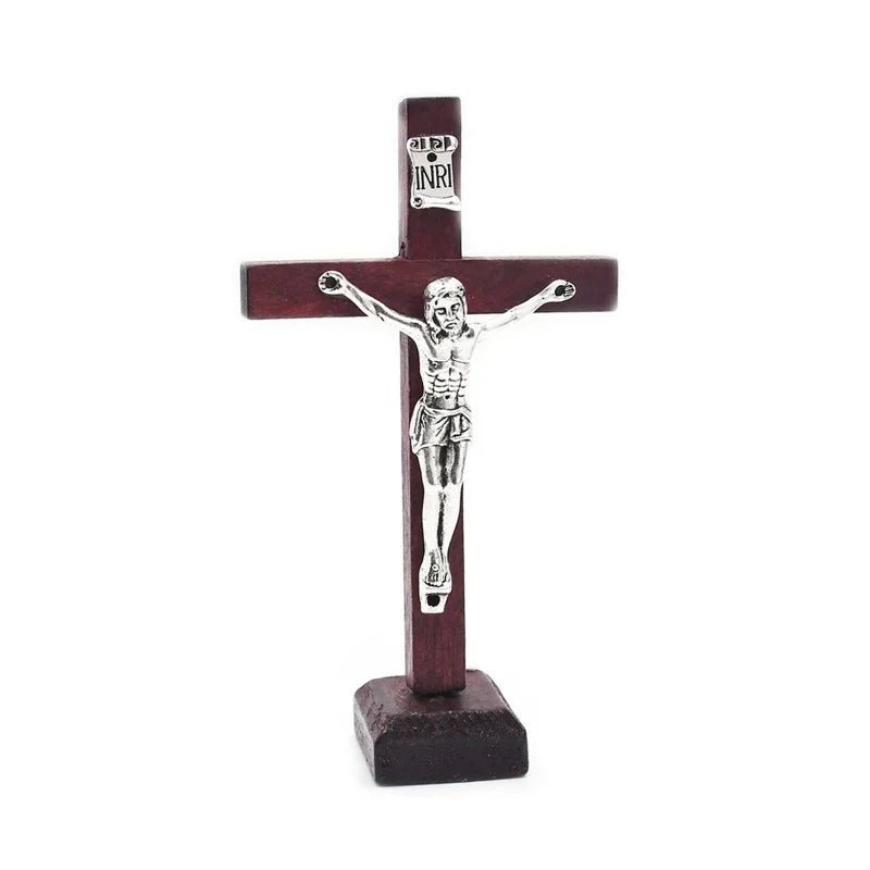 Crucifixo de Madeira com Suporte: Simplicidade e Devoção para Sua Casa - Loja São Miguel