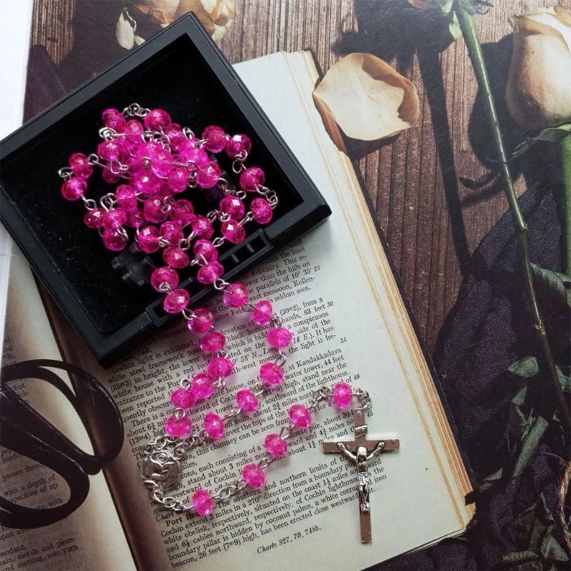 Rosário Rosa de Cristal: Elegância Feminina e Devoção - Loja São Miguel
