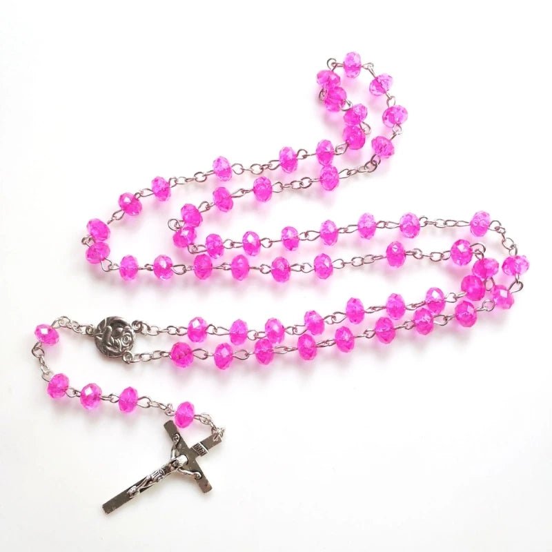 Rosário Rosa de Cristal: Elegância Feminina e Devoção - Loja São Miguel