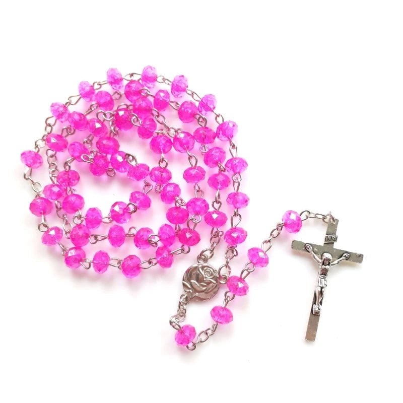 Rosário Rosa de Cristal: Elegância Feminina e Devoção - Loja São Miguel